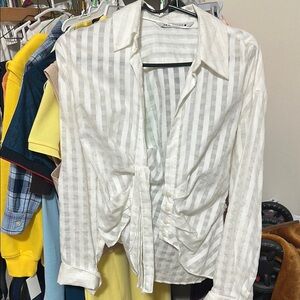 Zara White Striped Women's Top